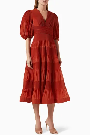 ZIMMERMANN Pleated Midi Dress