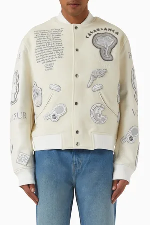 Casablanca Chenille Embroidered Patchwork Bomber Jacket in Wool-blend