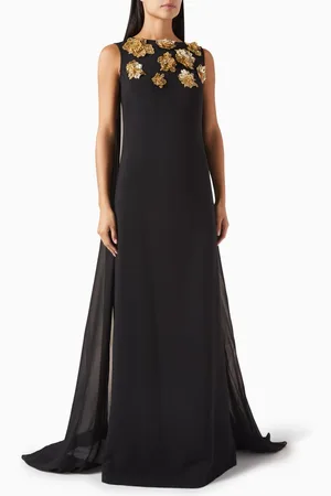 Nihan Peker Marigolda Floral-embellished Maxi Dress in Crepe