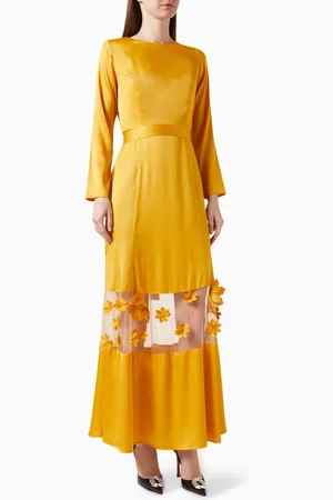 Amri Floral-embroidered Maxi Dress in Satin