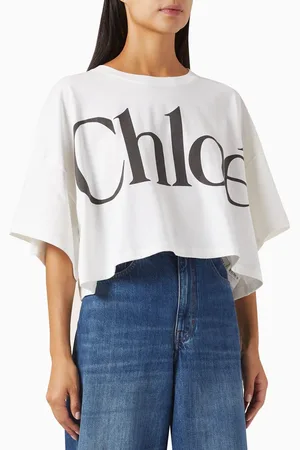 Chloé Cropped Logo T-shirt in Cotton