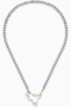 Coach Signature Carabiner Rexy Pendant Necklace in Silver-tone Brass