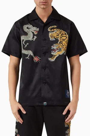 A Bathing Ape Japanese Motif Short Sleeved Shirt in Cotton