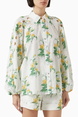 AJE Dawn Printed Blouse in Cotton