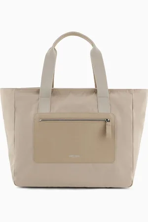 Giorgio Armani Medium Shopper Tote Bag in Nylon & Pebbled Leather