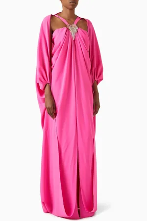 Tuvanam Embellished Applique Cape Gown in Crepe