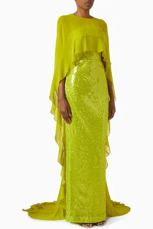 Nihan Peker Floret Sequin Gown in Chiffon