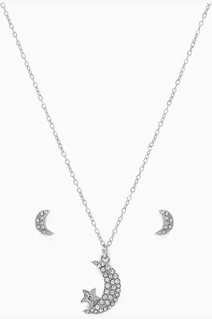 Coach Signature Celestial Moon Pendant Necklace in Silver-tone Brass