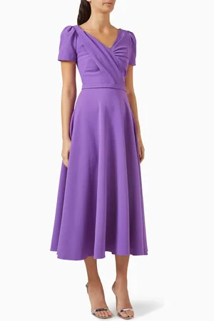 Safiyaa Cecilia A-line Midi Dress in Heavy Crepe