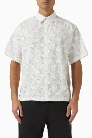 Msgm Patch Embroidered Shirt in Cotton-blend