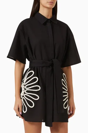 Significant Other Tara Embroidered Shirt Mini Dress in Cotton