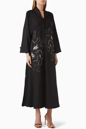 Rauaa official Bead-embellished Abaya in Crepe