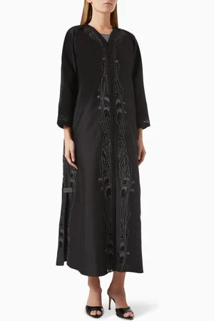 Rauaa official Laser-cut Embroidered Abaya in Satin