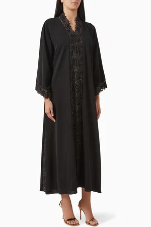 Rauaa official Lace-trim Abaya in Nada