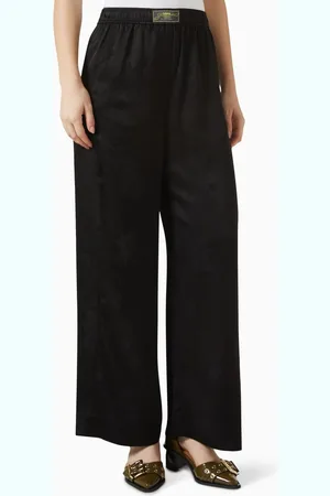 Ganni Floral Jacquard Wide-leg Pants in Satin