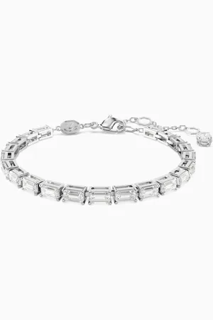 Swarovski Matrix Tennis Bracelet in Rhodium-plated Metal
