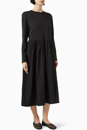 COS Contrast-Panel Long-Sleeved Midi Dress