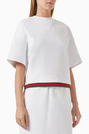 Gucci Crop Web Top in Cotton-jersey