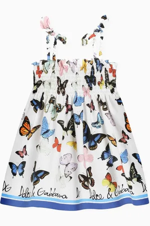 Dolce & Gabbana Butterfly Logo-print Dress in Cotton-poplin