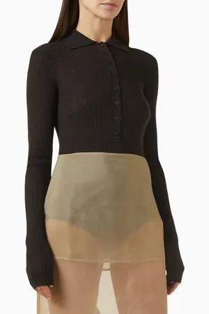 The Frankie Shop Solana Polo Bodysuit in Wool-blend