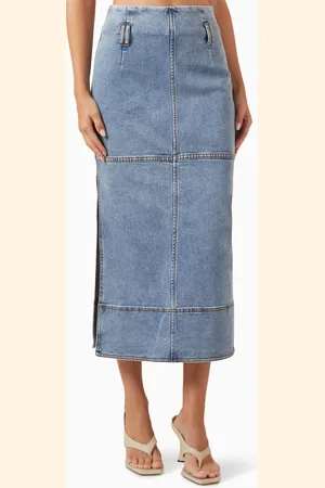 AJE Outline Midi Skirt in Cotton-denim