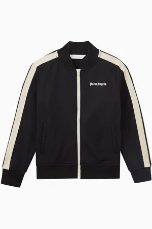 Palm Angels Logo Print Striped Track Jacket in Cotton-blend