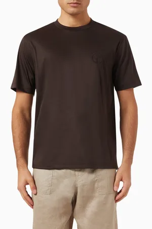 Giorgio Armani Embroidered Logo T-shirt in Cotton