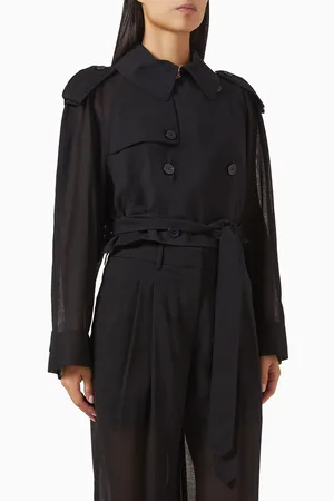 Helmut Lang Crop Trench Coat in Wool Blend