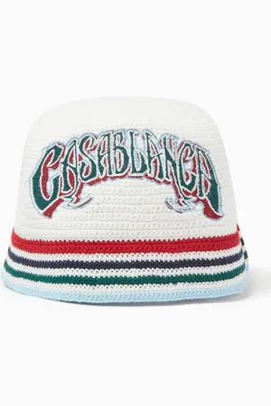 Casablanca Logo Crochet Bucket Hat in Cotton