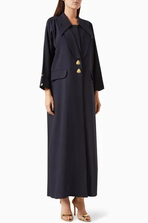 Elna Line Work Coat Abaya in Crepe