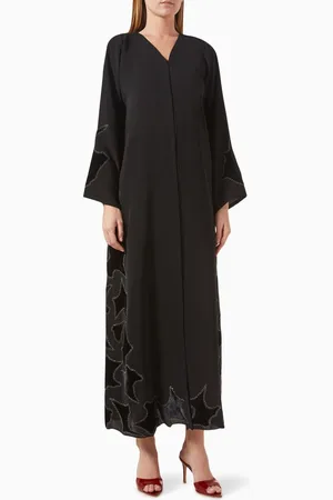 Rauaa official Velvet Patch Embellished Abaya