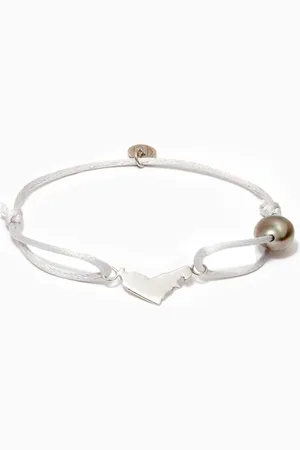 Robert Wan Wan Design Pearl Bracelet with UAE Map Charm in 18kt White Gold