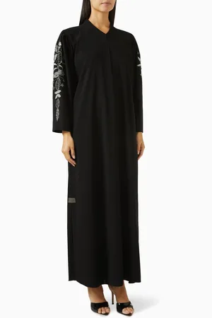 Rauaa official Bead-embellished Abaya in Crepe-satin
