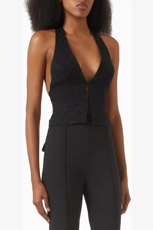 Elisabetta Franchi Jacquard Diamond Waistcoat in Satin