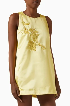 Des Phemmes Bell Mini Dress in Duchesse Satin