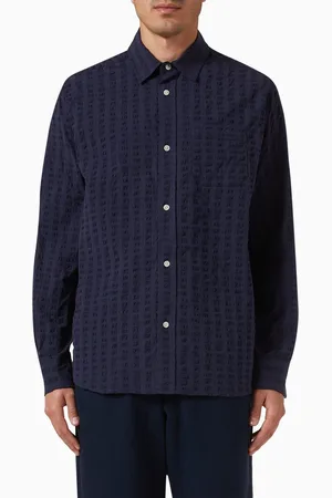 Foret Map Striped Shirt in Seersucker Fabric