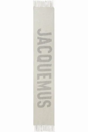 Jacquemus Fringed Logo Scarf in Wool
