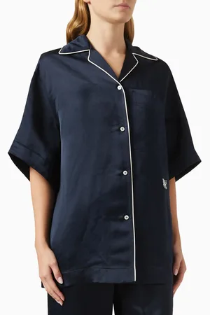 Palm Angels Monogram Bowling Shirt in Satin