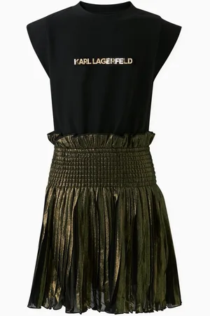 Karl Lagerfeld Metallic Logo-print Flared Dress