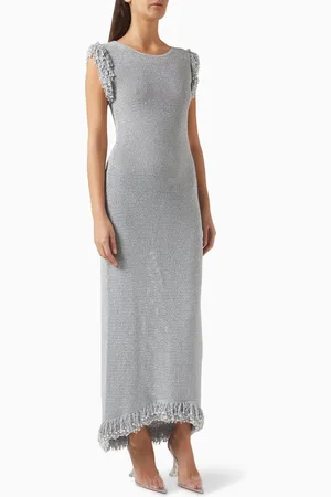 Paris Georgia Fringe Dress in Metallic Knit
