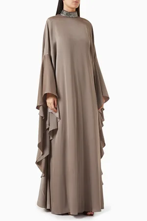 GEMY MAALOUF Beaded Collar Kaftan in Satin