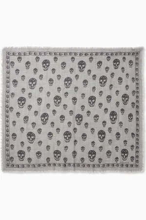 Alexander McQueen Houndstooth Skull Scarf in Silk-wool Jacquard