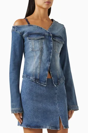 GOOD AMERICAN Asymmetric Shirt in Denim