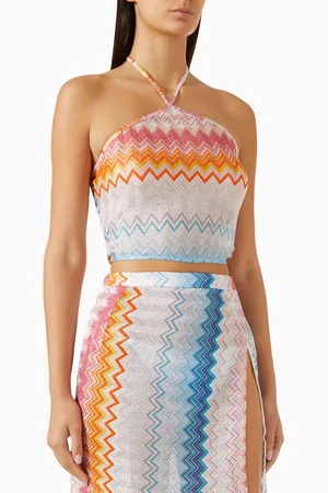 Missoni Chevron Halterneck Crop Top in Viscose Blend