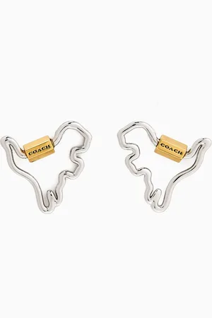 Coach Signature Rexy Carabiner Stud Earrings in Brass