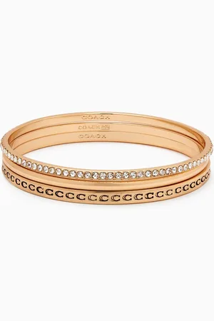 Coach Signature Quilted Heart Bangle, Set of 3