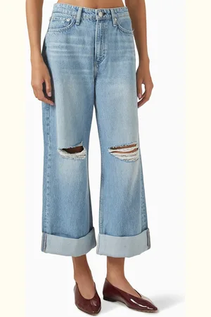 RAG&BONE Logan Ankle Wide-leg Jeans in Denim