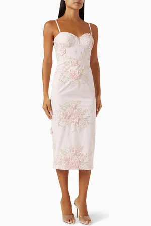 Elle Zeitoune Kayla Floral Lace Midi Dress