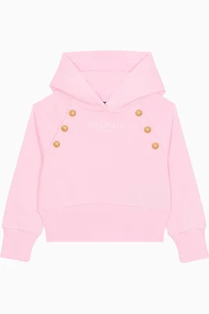Balmain Embellished Button Logo Hoodie in Cotton
