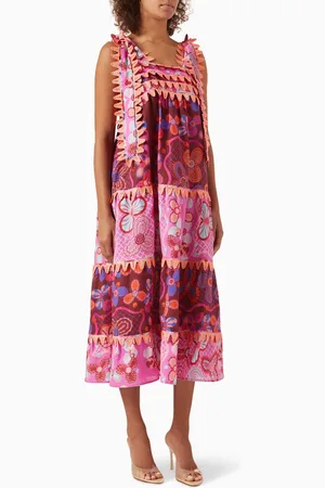 Celia B Kelly Printed Midi Dress in Linen Blend